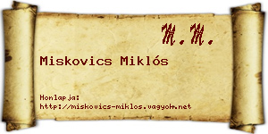 Miskovics Miklós névjegykártya